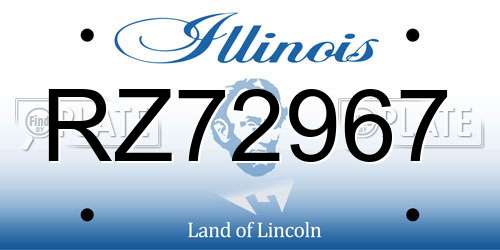 RZ72967 Illinois License Plate