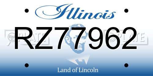 RZ77962 Illinois License Plate