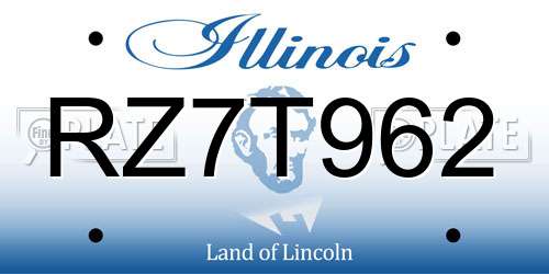 RZ7T962 Illinois License Plate