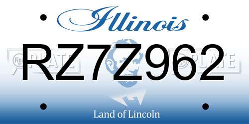 RZ7Z962 Illinois License Plate