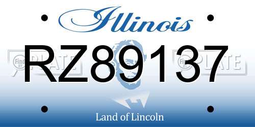 RZ89137 Illinois License Plate