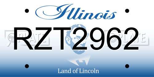 RZT2962 Illinois License Plate