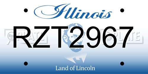 RZT2967 Illinois License Plate