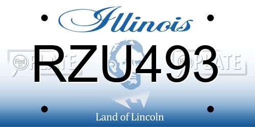 RZU493 Illinois License Plate