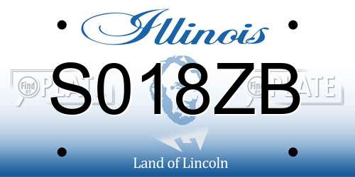S018ZB Illinois License Plate
