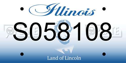 S058108 Illinois License Plate