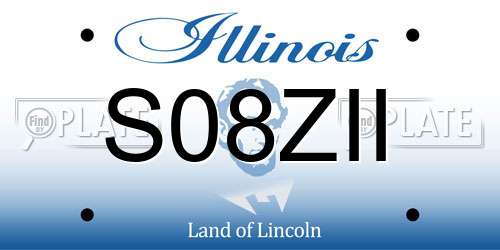 S08ZII Illinois License Plate