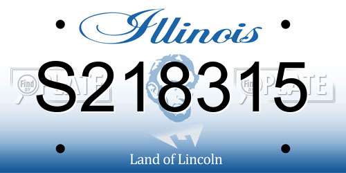S218315 Illinois License Plate