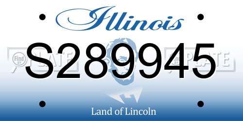 S289945 Illinois License Plate
