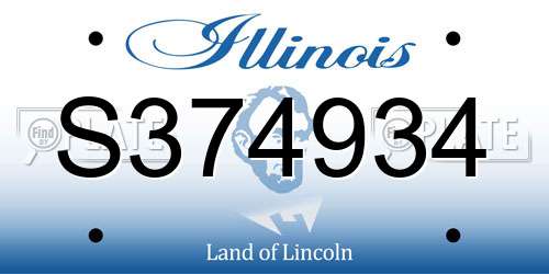 S374934 Illinois License Plate