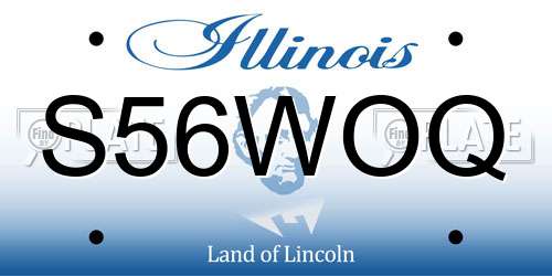 S56WOQ Illinois License Plate
