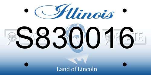 S830016 Illinois License Plate