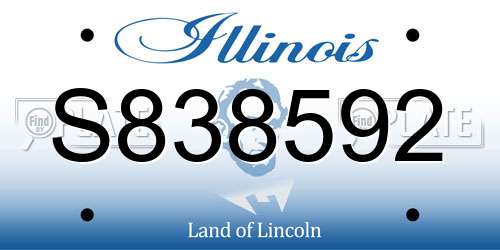 S838592 Illinois License Plate