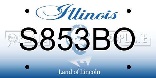S853BO Illinois License Plate