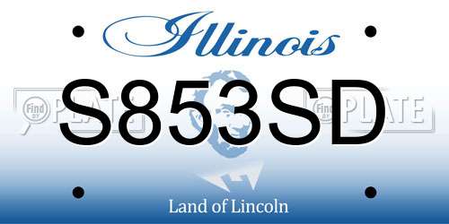 S853SD Illinois License Plate