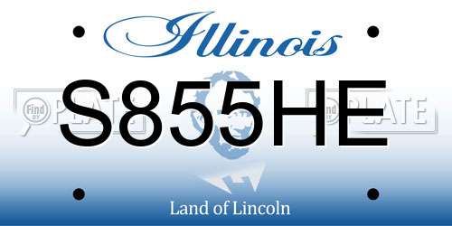S855HE Illinois License Plate