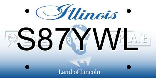 S87YWL Illinois License Plate
