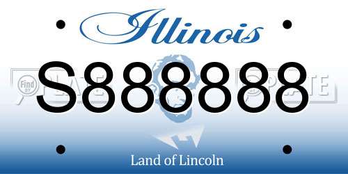 S888888 Illinois License Plate