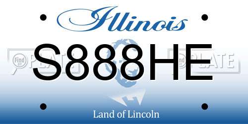 S888HE Illinois License Plate