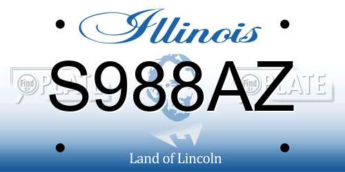 S988AZ Illinois License Plate