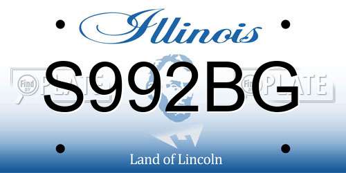 S992BG Illinois License Plate