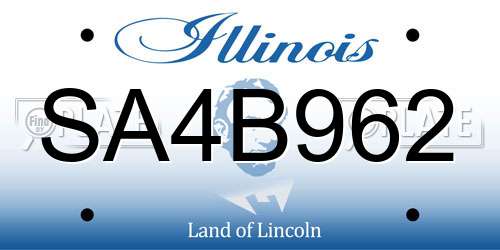 SA4B962 Illinois License Plate