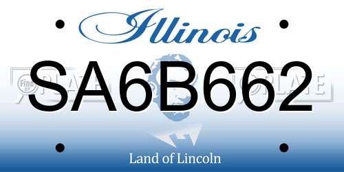 SA6B662 Illinois License Plate