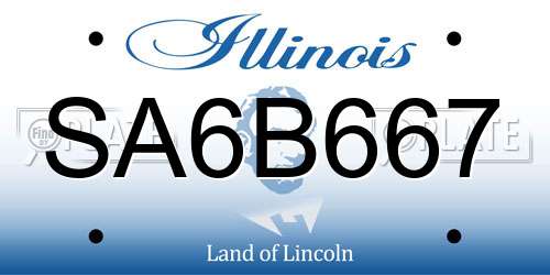 SA6B667 Illinois License Plate