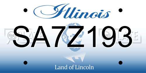 SA7Z193 Illinois License Plate