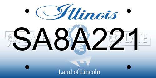 SA8A221 Illinois License Plate