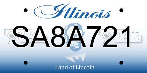 SA8A721 Illinois License Plate