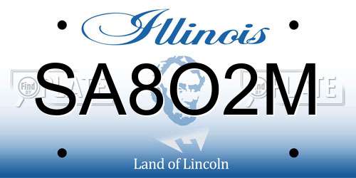 SA8O2M Illinois License Plate