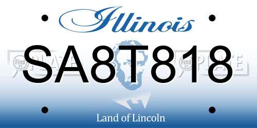 SA8T818 Illinois License Plate