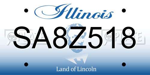 SA8Z518 Illinois License Plate