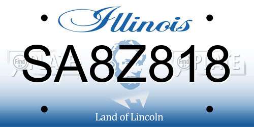 SA8Z818 Illinois License Plate