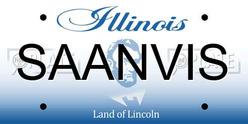 SAANVIS Illinois License Plate