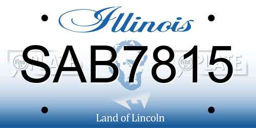 SAB7815 Illinois License Plate