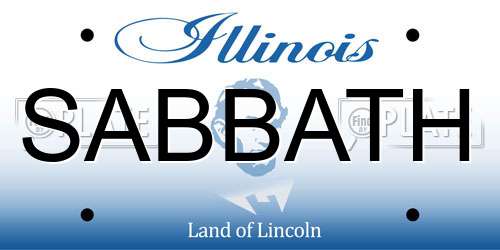 SABBATH Illinois License Plate