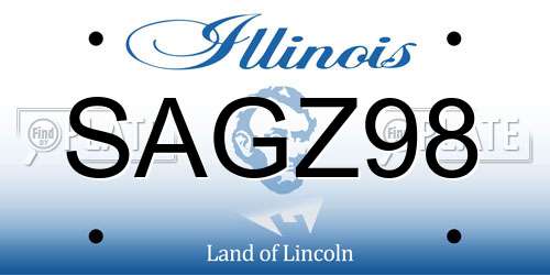 SAGZ98 Illinois License Plate