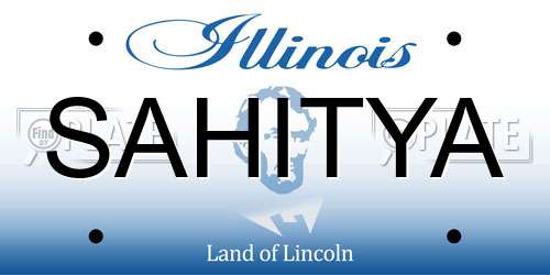 SAHITYA Illinois License Plate