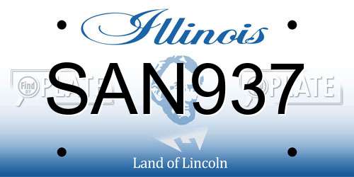 SAN937 Illinois License Plate