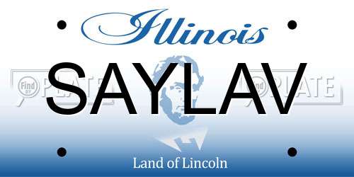 SAYLAV Illinois License Plate