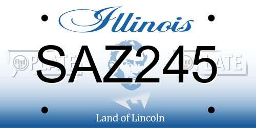 SAZ245 Illinois License Plate