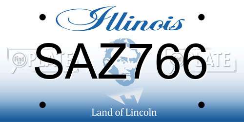 SAZ766 Illinois License Plate