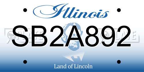 SB2A892 Illinois License Plate
