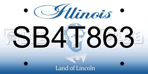SB4T863 Illinois License Plate