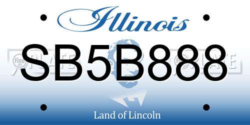SB5B888 Illinois License Plate