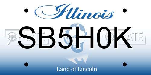 SB5H0K Illinois License Plate