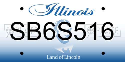 SB6S516 Illinois License Plate