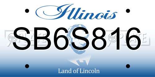 SB6S816 Illinois License Plate